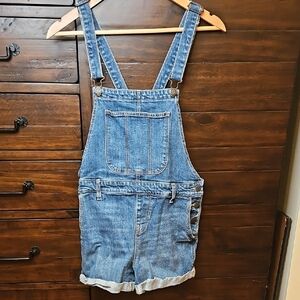 Old Navy Denim Overalls in Dark Blue with Contrast Stitching